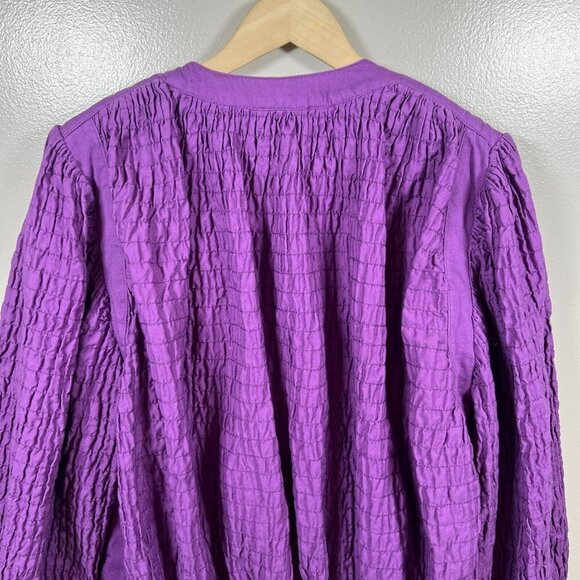 Vintage Gene Ewing BIS Crinkle Jacket Size Small Purple 80s Button Front USA - Picture 7 of 10